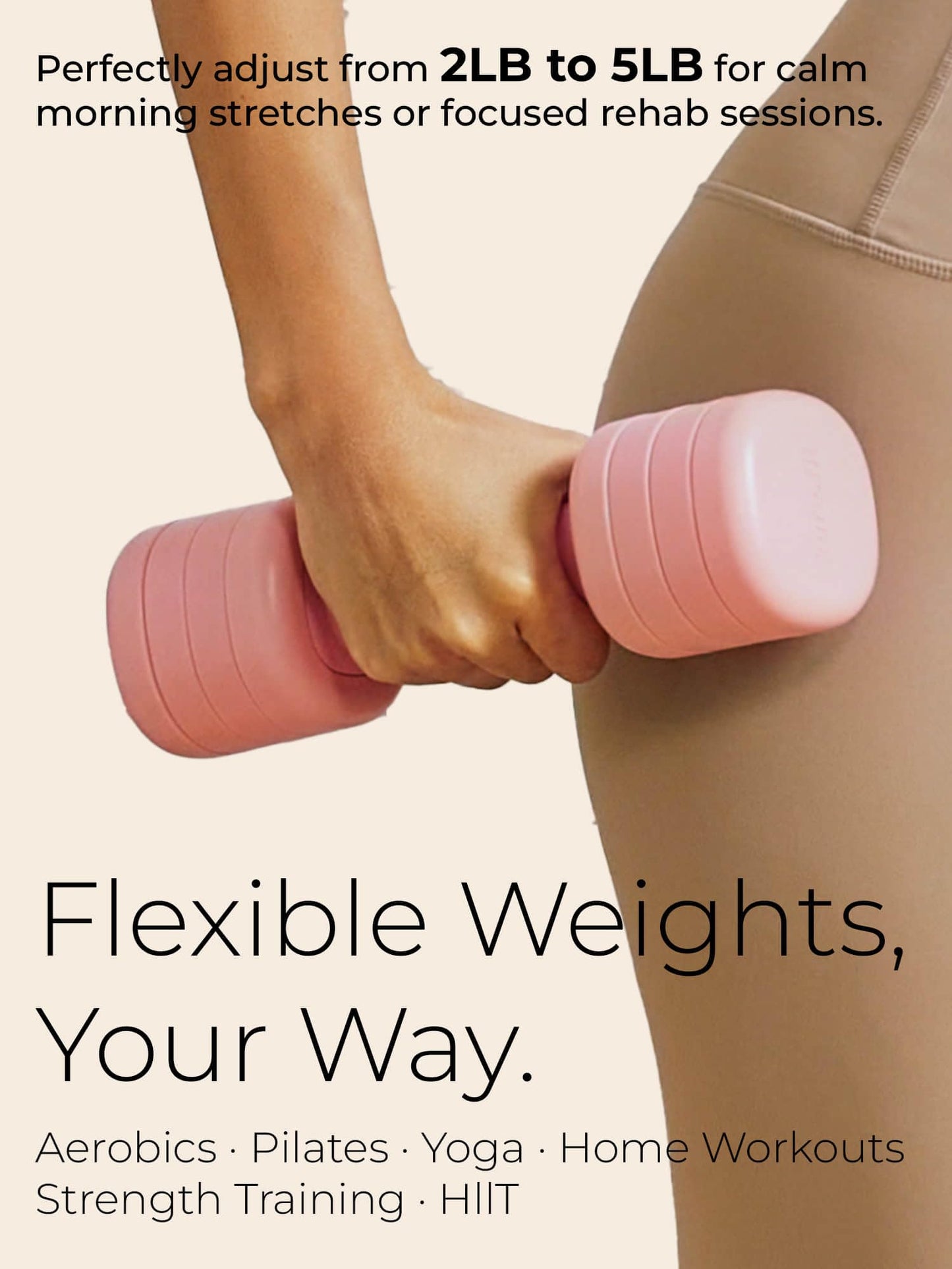 kure.fit Adjustable Dumbbell Set|2LB 3LB 4LB 5LB Light Hand Weights for Women|One-Twist Weight Adjustment|Non-Slip Curved Grip Handle|Free Weights for Home Gym, Rehab, Pilates, Yoga, Strength Training