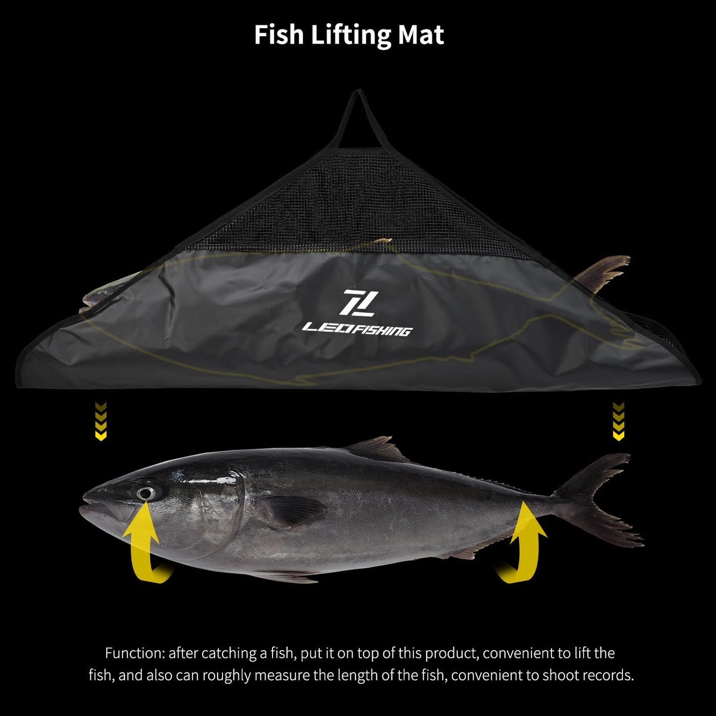 LEOFISHING Tournament Weigh-in Fish Bag - Folding Sling With Strong Nylon Handles and Ruler - Heavy Duty Bass Transport Bag
