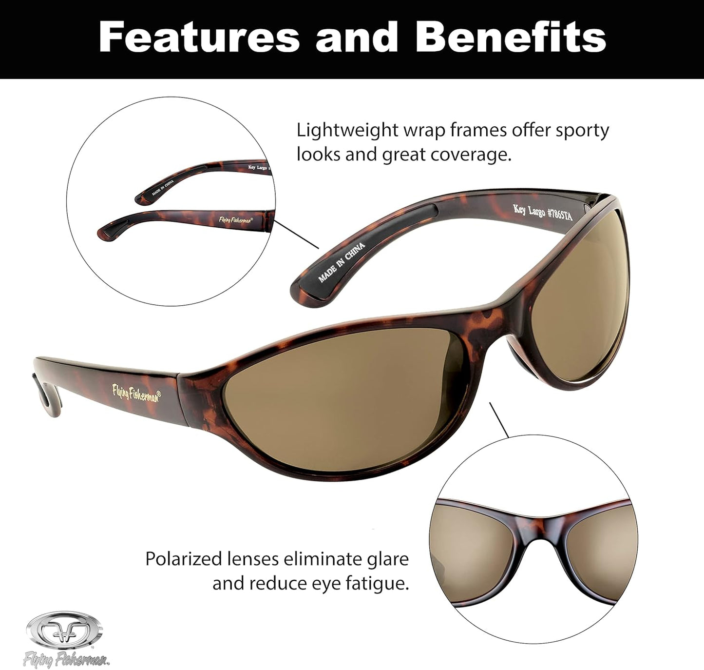 Flying Fisherman Key Largo Polarized Sunglasses with AcuTint UV Blocker for Fishing and Outdoor Sports
