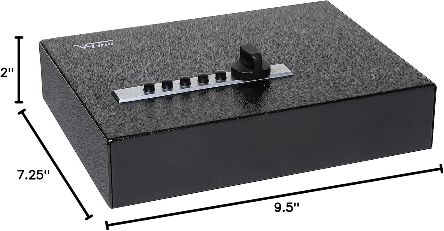 V-Line Compact Keyless Gun Safe, CA DOJ Certified Portable Quick Access Pistol Safe for a Handgun and Ammo. Mechanical Lock. Great for Single Handgun When Traveling.