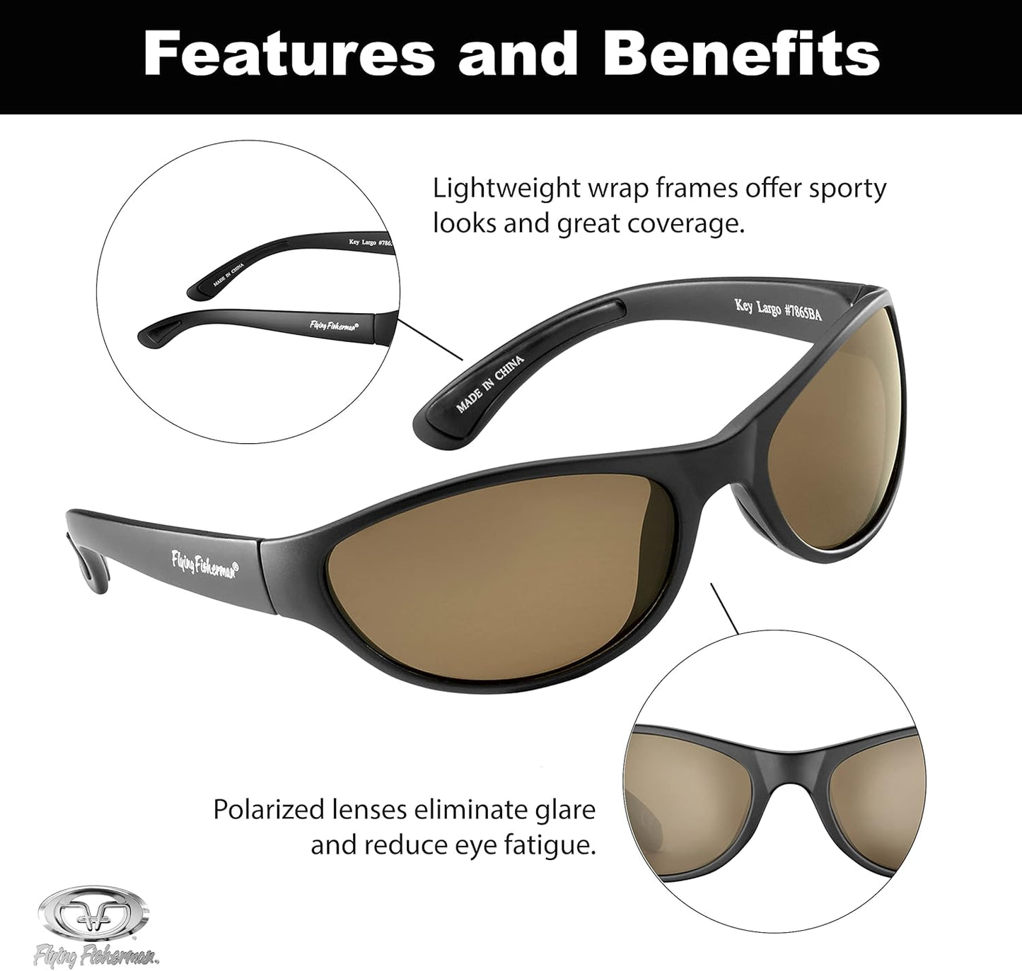 Flying Fisherman Key Largo Polarized Sunglasses with AcuTint UV Blocker for Fishing and Outdoor Sports