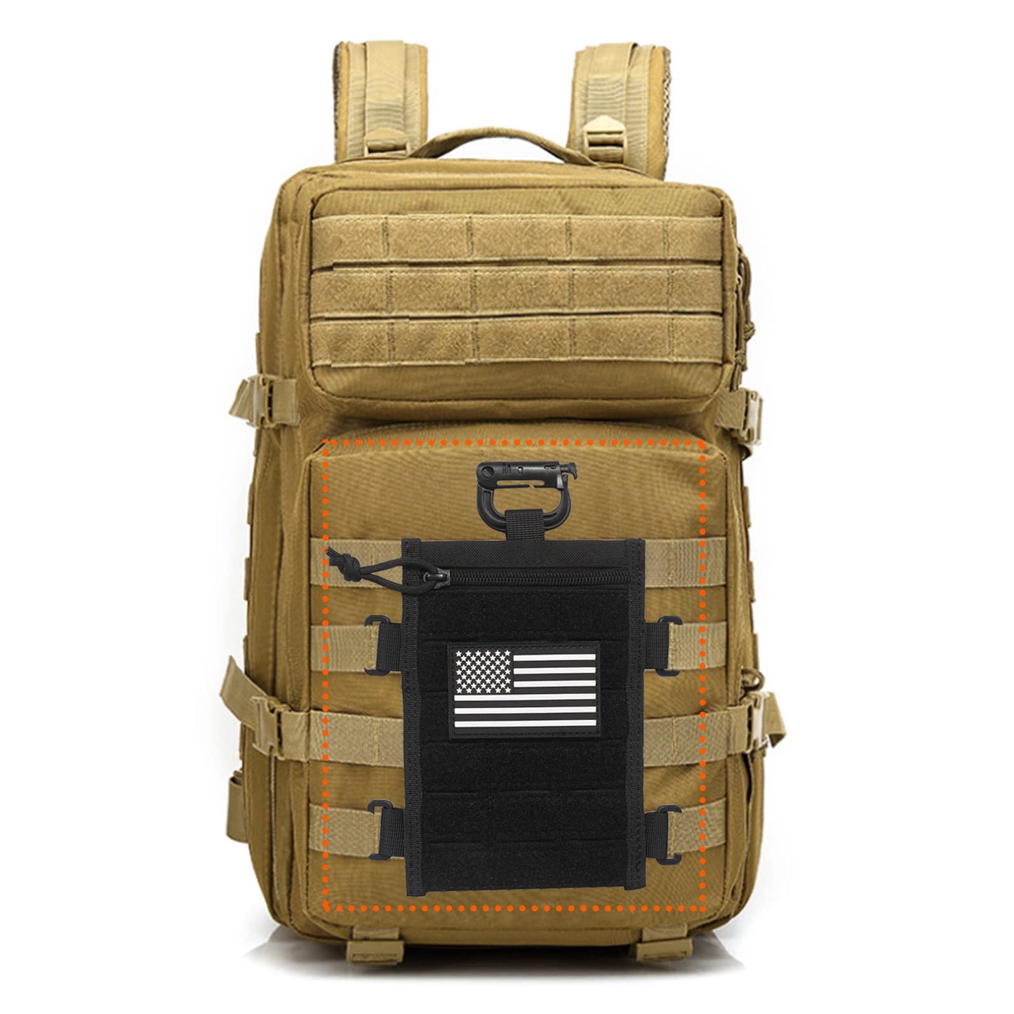 TAXATM Horizontal Molle Patch Panel Zipper Pouch, Molle Patch Display Holder for Backpack, Mini Patch Board Include PVC Flag Patch (BLACK)