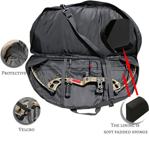 e5e10 Compound Bow Case Soft Bow Padded Case Light-Weight Bow Carry Bag with Arrows Pocket & 3 Multipurpose Storage Pockets Carrying for Archery Accessories (36", Black)