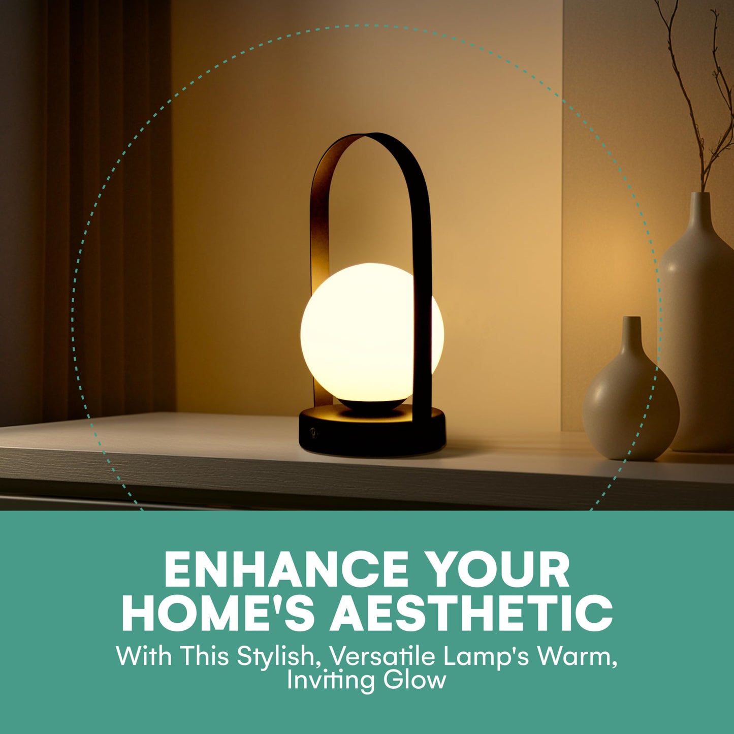 Outlery | Portable LED Lamp - Camping Rechargeable Lanterns - Table Lamp for Outdoor Or BBQ - Decorative Night Light Lamp - Suitable as Emergency Light for Kids and Adults - 9.8x4.8 inch (Black)