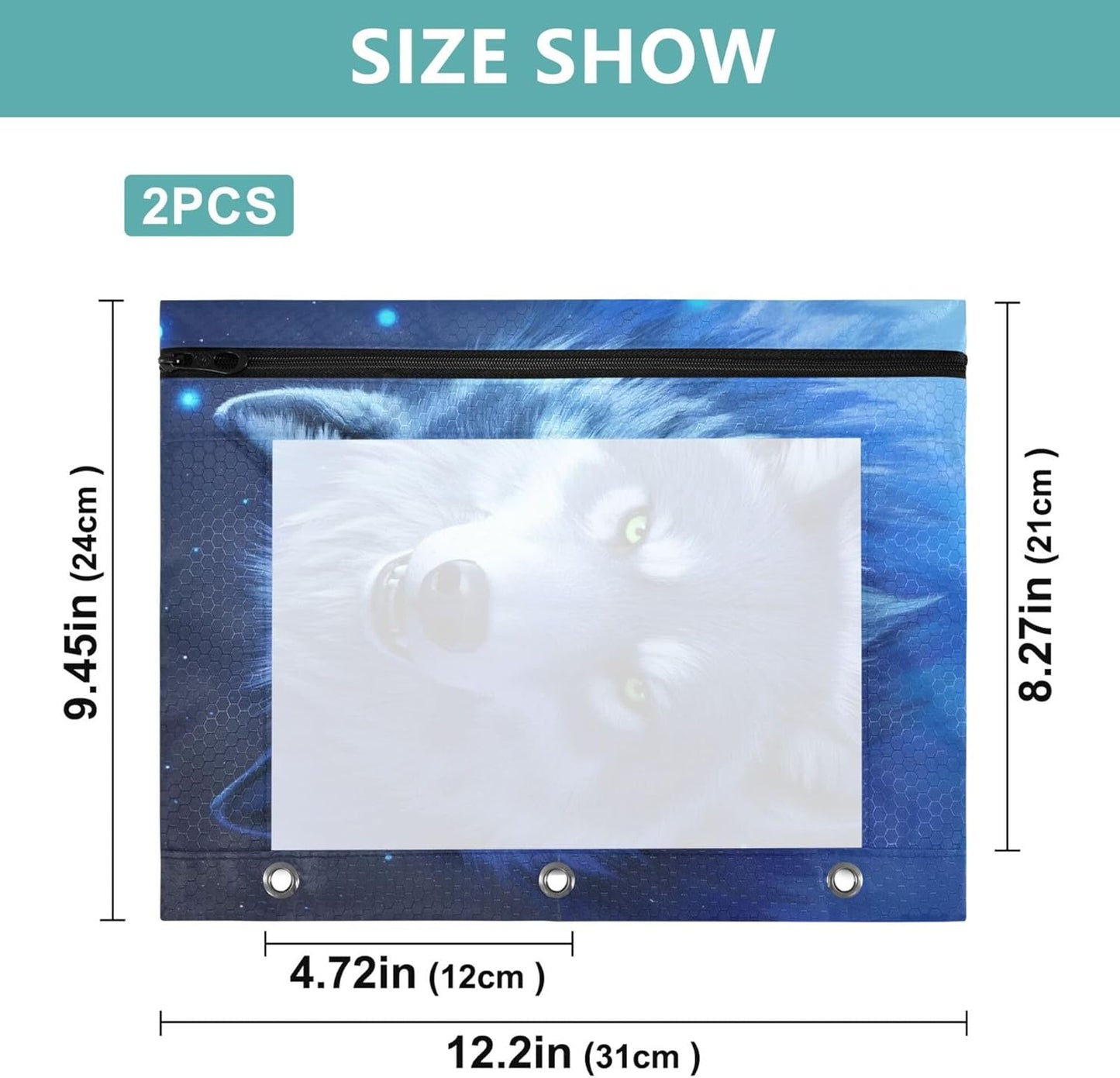 Largemouth Bass Fish 2 Pack 3 Ring Binder Pocket A4 Size Binder Pouches Clear PVC Loose Leaf Folder Sleeves Storage Bags for Files, Documents