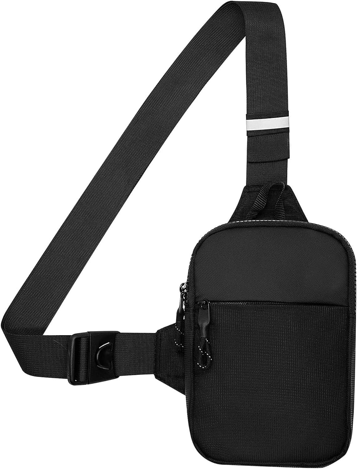 JMMDY Small Sling Bag for Women and Men, mini Crossbody Bags Trendy with Extended Strap, Lightweight Chest Bag (Black)