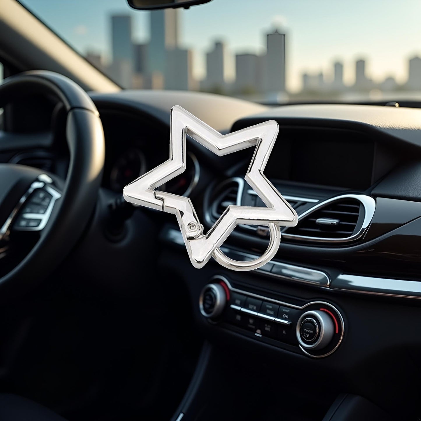 JJLFresheners Silver Star Shaped Stainless Steel Carabiner Snap Hook Holder Keychain Clip Carabiner Hook Clip Key Holder Accessory, Car Keychain