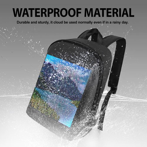 YOLOLAND LED Color Screen Customizable photo/icon Backpack,Water-Resistant Travel Bag with USB Port and Comfortable Padding