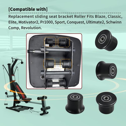 1 Pcs Rolling Seat Trolley Wheels, Sliding Seat Bracket Roller, Fits Bowflex Home Gym, Compatible Models Blaze, Classic, Elite, Motivator2, Pr1000, Sport, Conquest, Ultimate2, Schwinn Comp, Revolution