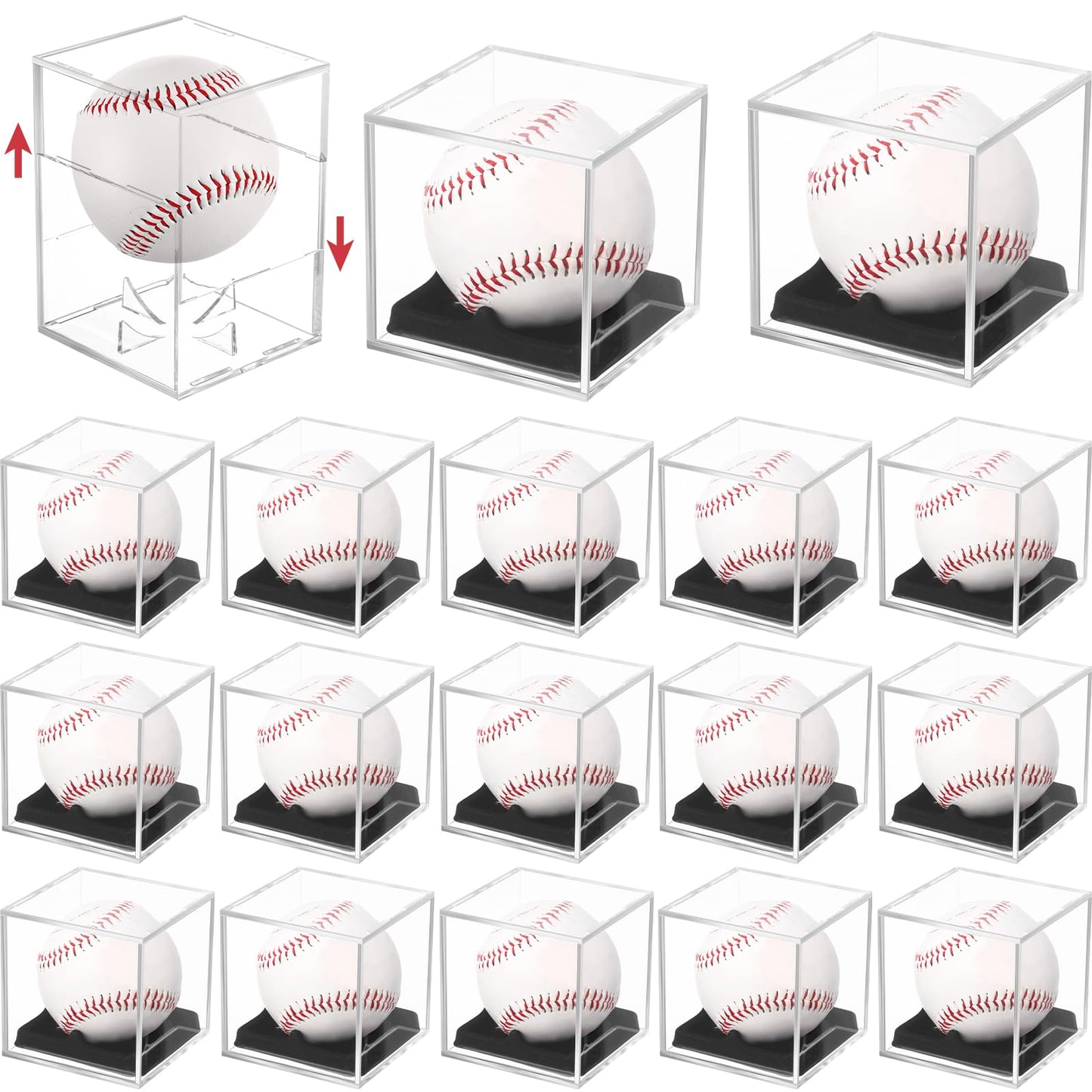 Kigley 18 Pcs Baseball Display Cases for Balls, UV Protection Cube Acrylic Baseball Holder, Clear Storage Autograph Holders for Official Size Memorabilia Ball Display Cases
