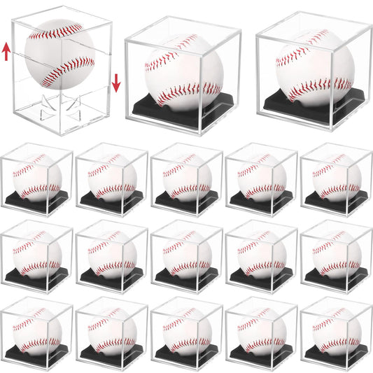 Kigley 18 Pcs Baseball Display Cases for Balls, UV Protection Cube Acrylic Baseball Holder, Clear Storage Autograph Holders for Official Size Memorabilia Ball Display Cases