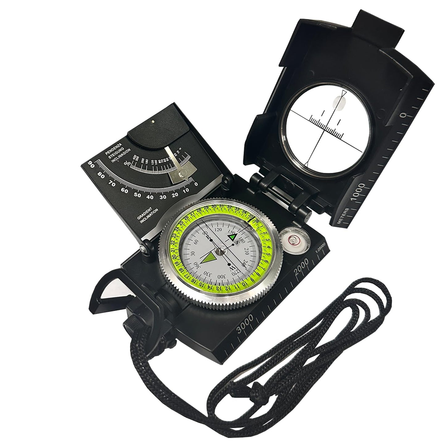 Lensatic Compass Military Grade, JYEASTZ Sighting Clinometer Compass for Hiking, IP65 Waterproof Professional Outdoor Compass Durable Boy Scout Compass with Carry Bag (Black)