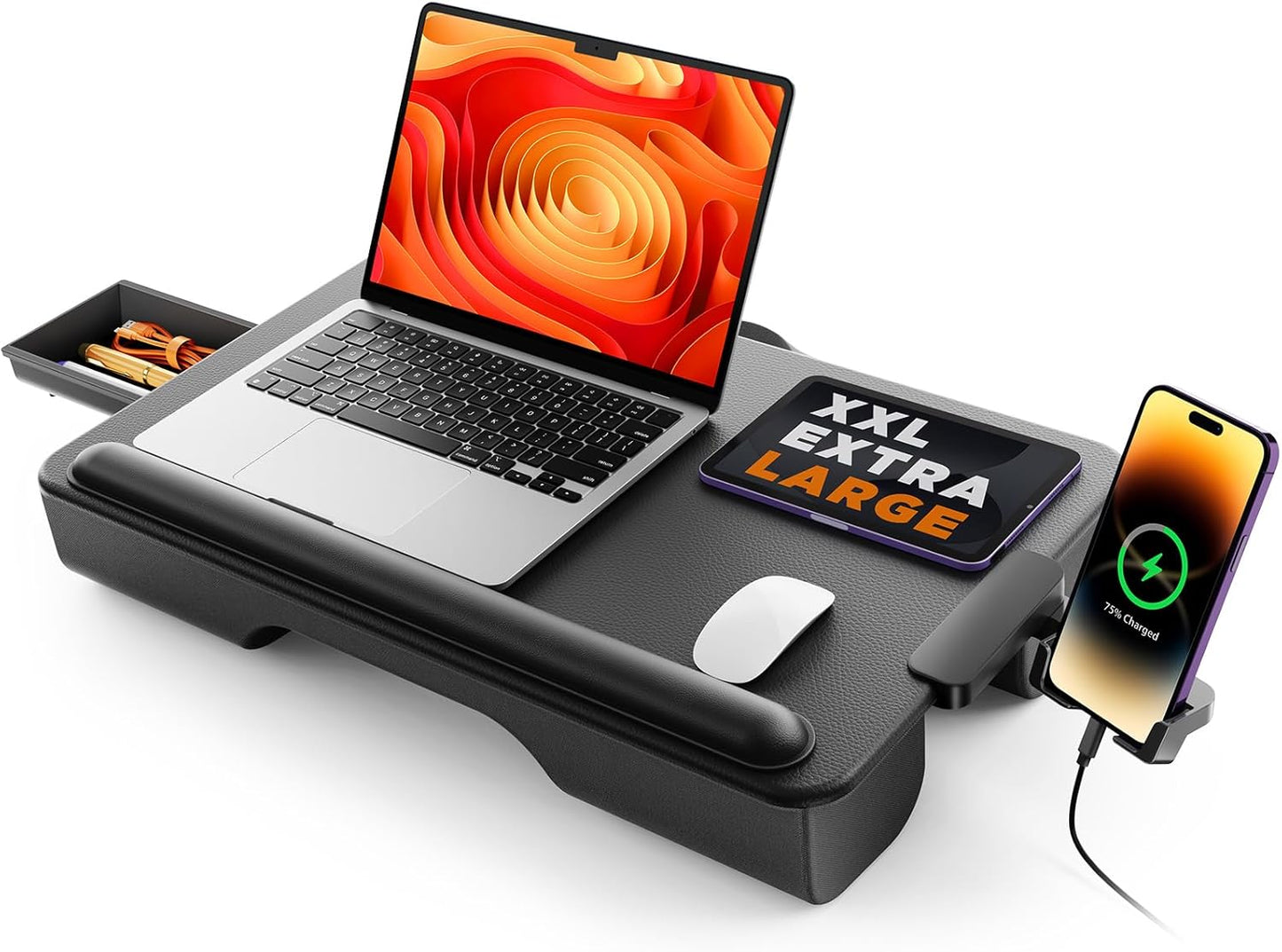 SAIJI Laptop Lap Desk, Portable Laptop Desk for Bed - Fits Up to 17" Laptops & MacBook,Lightweight Lap Tray Table with Storage Drawer, Lap Desk with Cushion, Lap Stand for Bed & Couch
