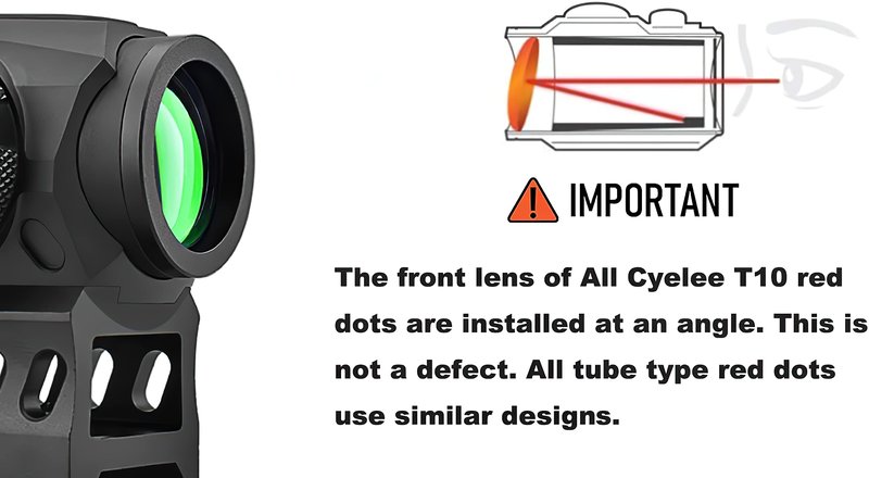Cyelee T10 Red Dot Sight 1x20mm 2MOA Shake Awake Rifle Scope with Absolute Co Witness Riser