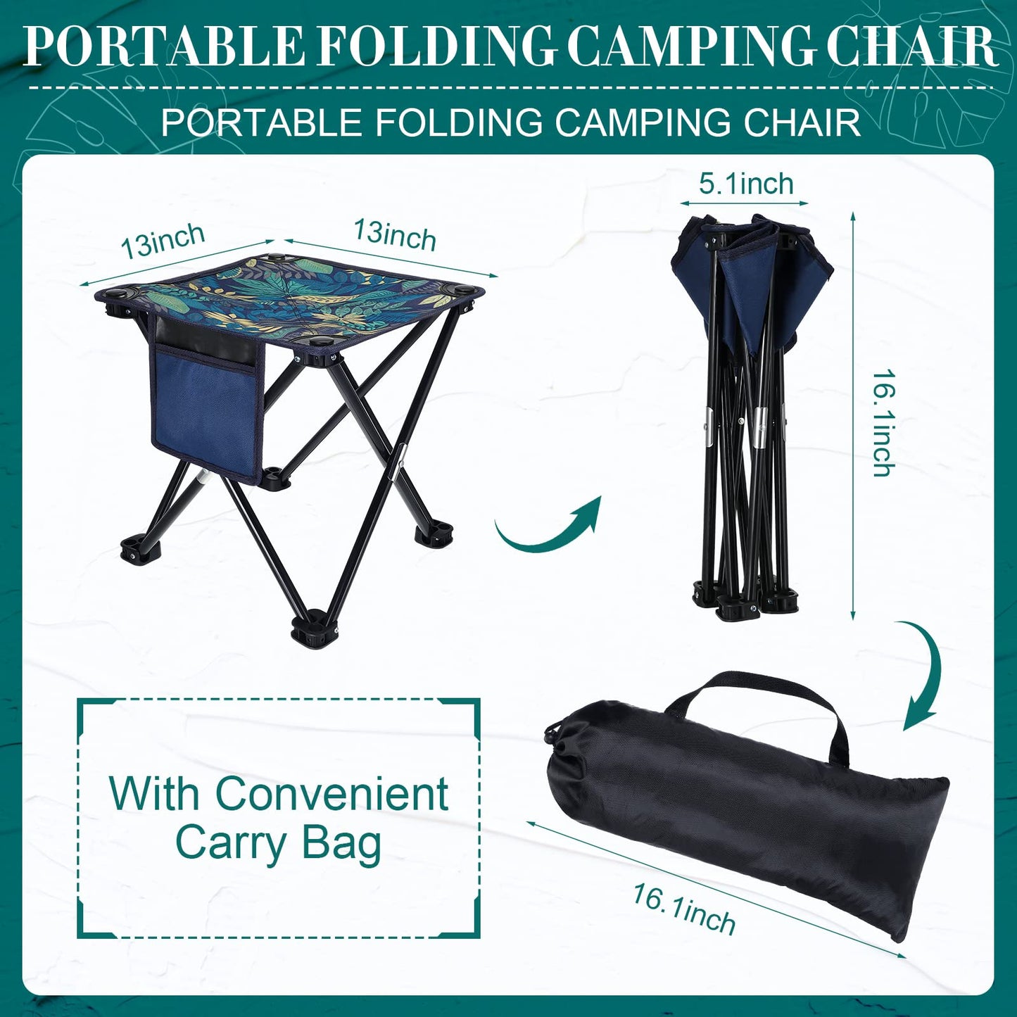6 Pack Camping Stool, 13 inch Portable Folding Stool with Carry Bag Collapsible Camping Chair 400 Lbs Compact Stool Seat for Camping Fishing Hiking Gardening Walking Travelling Outdoor Activities