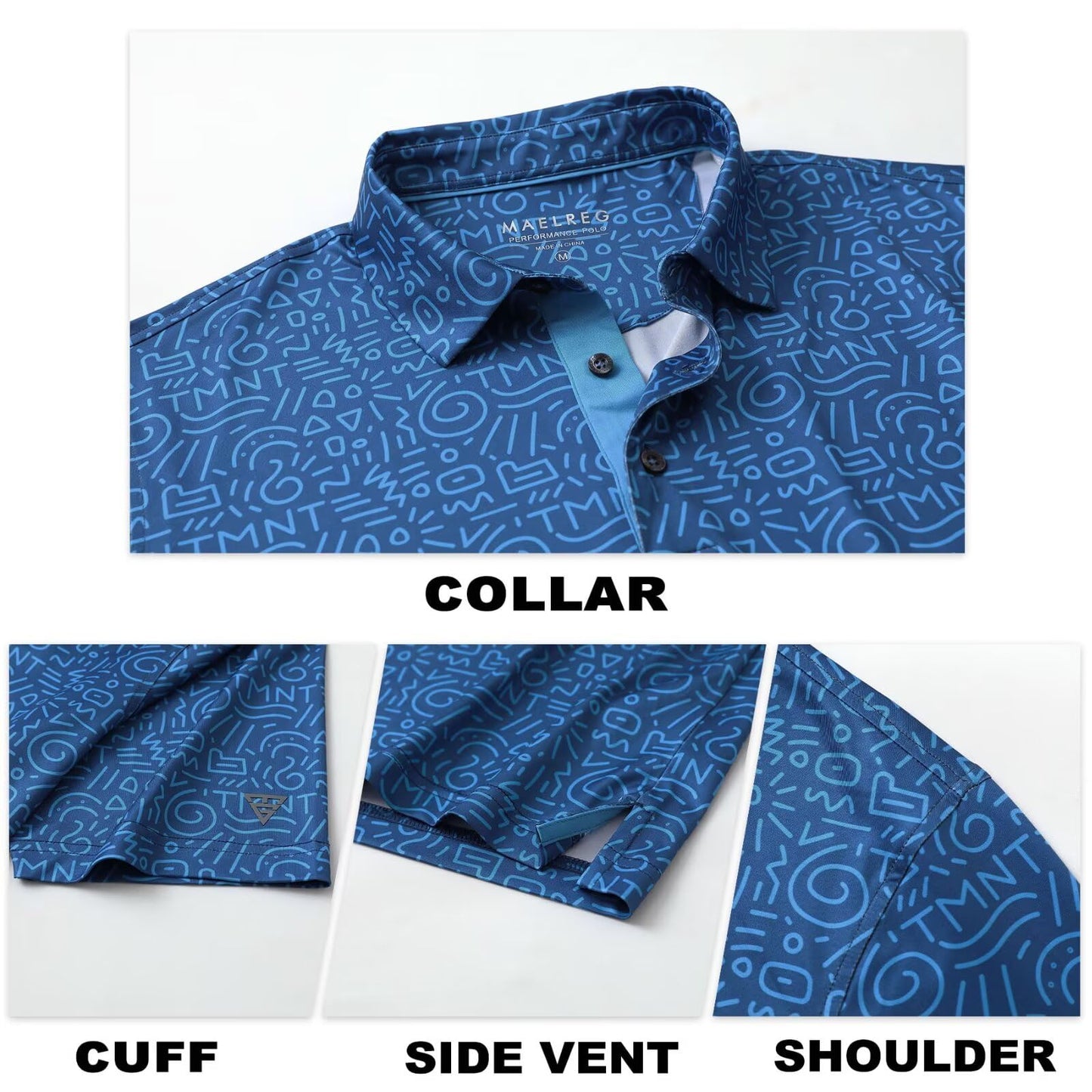 M MAELREG Mens Golf Shirt Short Sleeve Dry Fit Print Moisture Wicking Performance Patterns Collared Polo Shirt