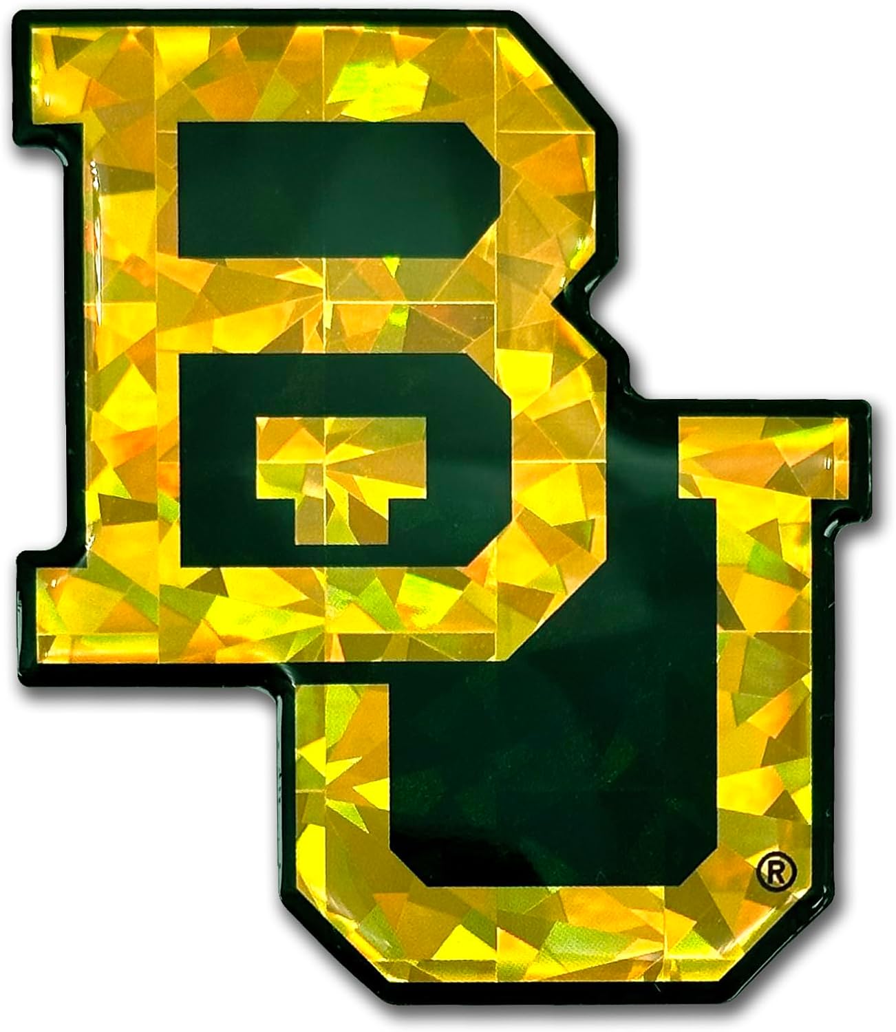 Elektroplate Offically Licensed Baylor Bears BU Green and Gold Reflective Decal | Premium 3D Domed All Weather Sticker for Car, Water Bottle, Laptop, Tablet, Cooler, Toolbox, Phone | Made in The USA