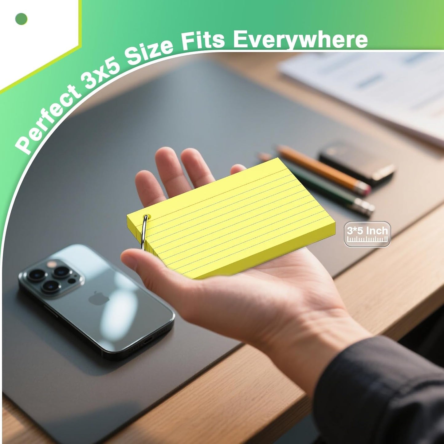 250 Count Pink Index Cards with Ring 3 x 5 Inch Heavyweight Ruled Index Cards, Flash Cards for School & Office Supplies and Home Organization, Durable Study To Do List Note Cards with Ruled Lines