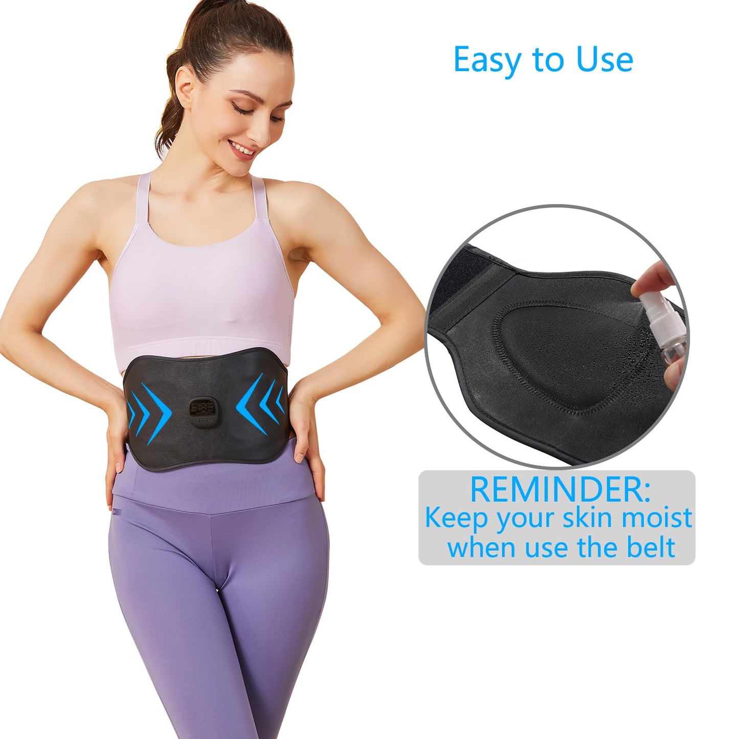 ABS Stimulator, EMS Muscle Stimulator, Ab Machine, Fitness Workout Equipment for Women and Men, Portable Muscle Toner for Abdomen, Black blue