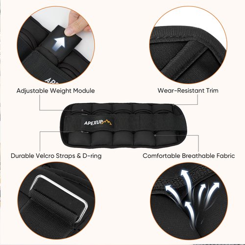 APEXUP 10lbs/Pair Adjustable Ankle Weights + Weighted Vest Men 20lbs Weights
