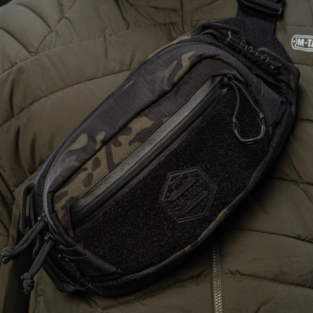 M-Tac Premium Military Tactical Mens Fanny Pack - Waist Belt Bag - Waterproof Concealed Carry Fanny Pack For Men & Women Cross Body EDC (Elite Hex Black)