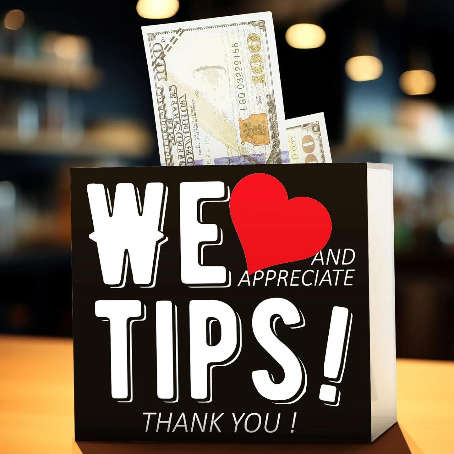 Acrylic Tip Jar for Bartender Bars 6 x 4 x 5 Inch Tip Collection Box Donation Suggestion Box Money Storage Container for Restaurants Musicians Driver