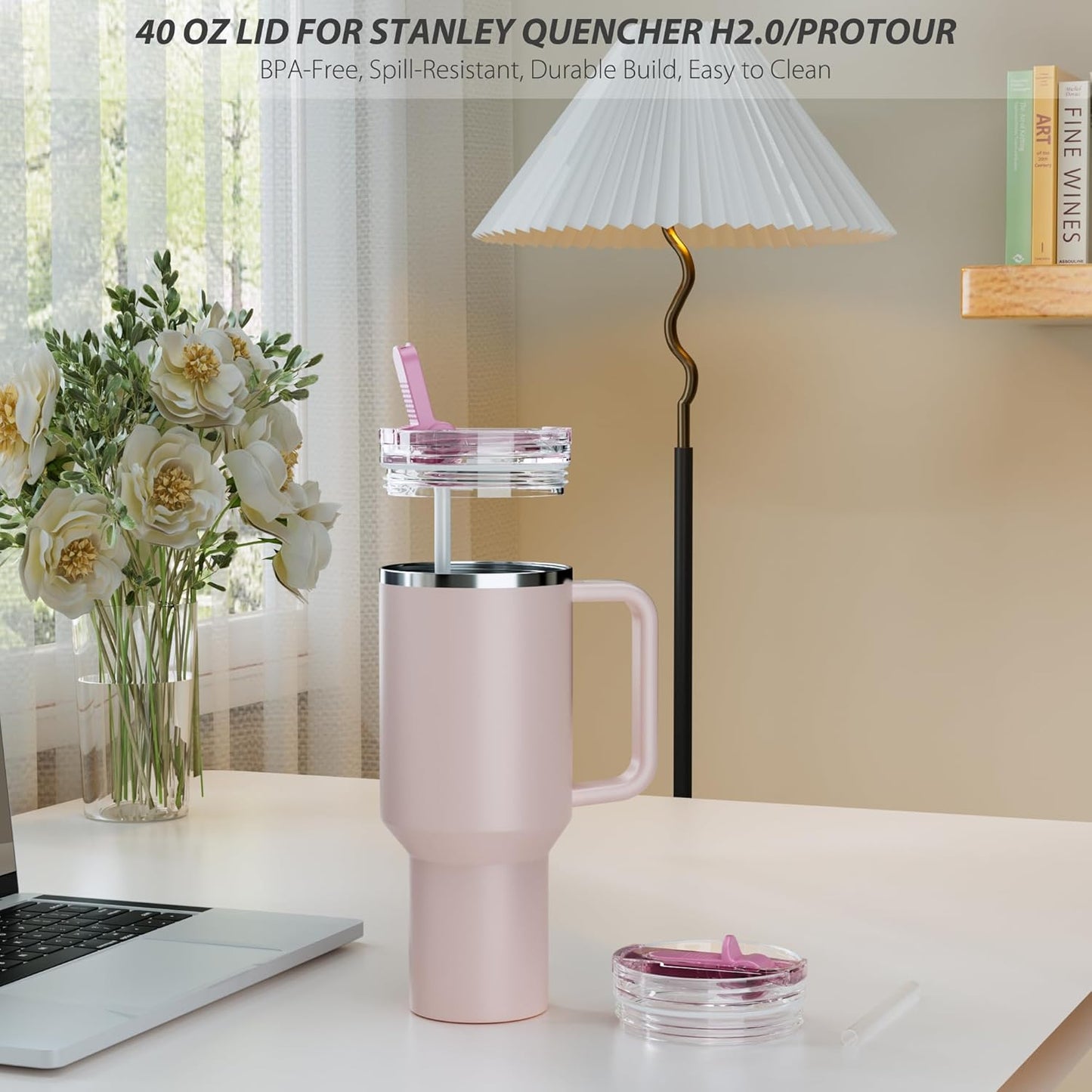 Stanley 40 Oz Quencher H2.0 | 2-Pack Leakproof Replacement Lid – Black