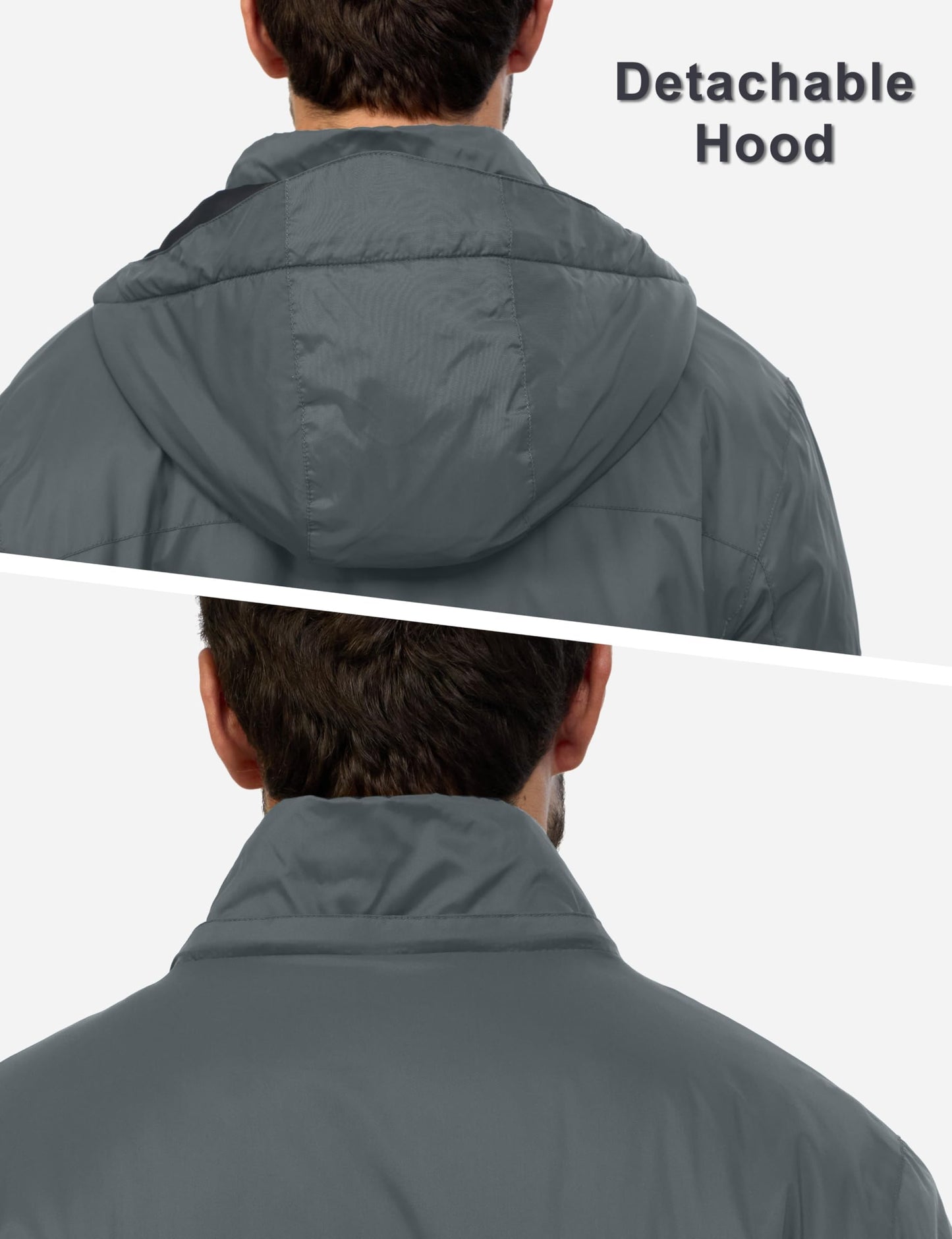Little Donkey Andy Men's Winter Heat Reflective Jackets Water-Resistant Detachable hooded Insulated Thermal Ski Snow Coat Gray XL