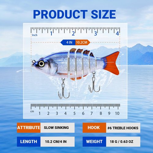 SHINETAO 3 Pcs Multi Jointed Swimbait for Bass & Other Freshwater & Saltwater Species - Slow Sinking Lure with Tackle Box - Must-Have Gear for Fishing Enthusiasts