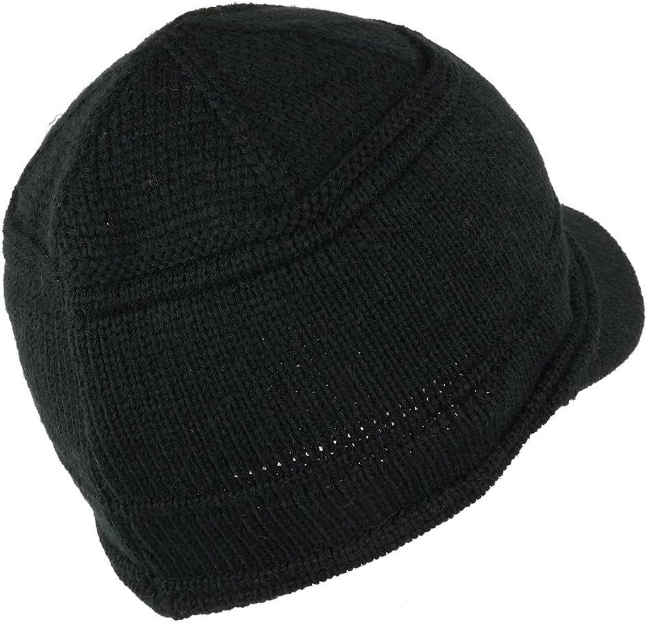 Army Style Acrylic Cadet Winter Beanie Hat with Visor