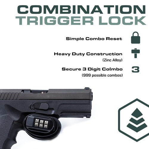 Evergreen Customizable 3 Digit Combination Universal Trigger Lock for Handguns, Pistols, Rifles, Shotguns, BB Guns, AR, Firearms (Trigger Lock (3pk)