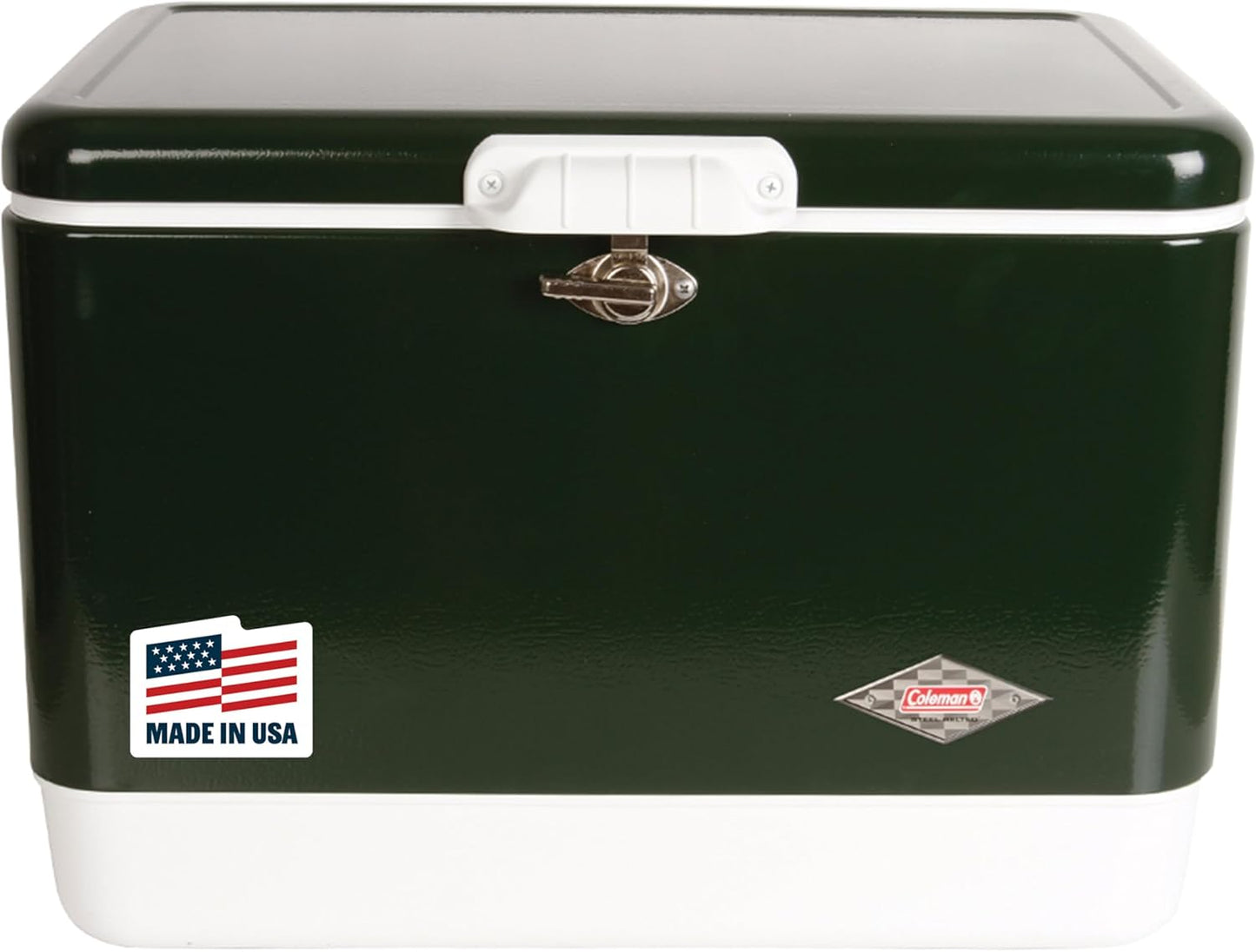 Coleman Vintage 54qt Steel Belted Cooler, Keeps Ice Up to 4 Days, 85-Can Capacity Hard Cooler with Drain & Have-A-Seat Lid