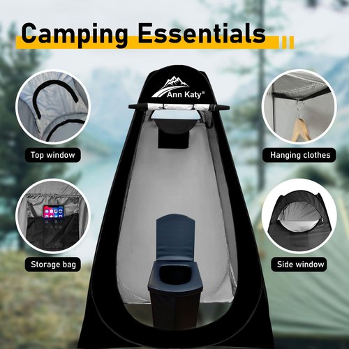 Ann Katy Portable Toilet with Pop Up Privacy Tent,XL Large Portable Toilet for Adults, Outdoor Camping Shower Tent Changing Room Emergency Folding Potty Tent Kit with Carry Bag for Camping/Hinking