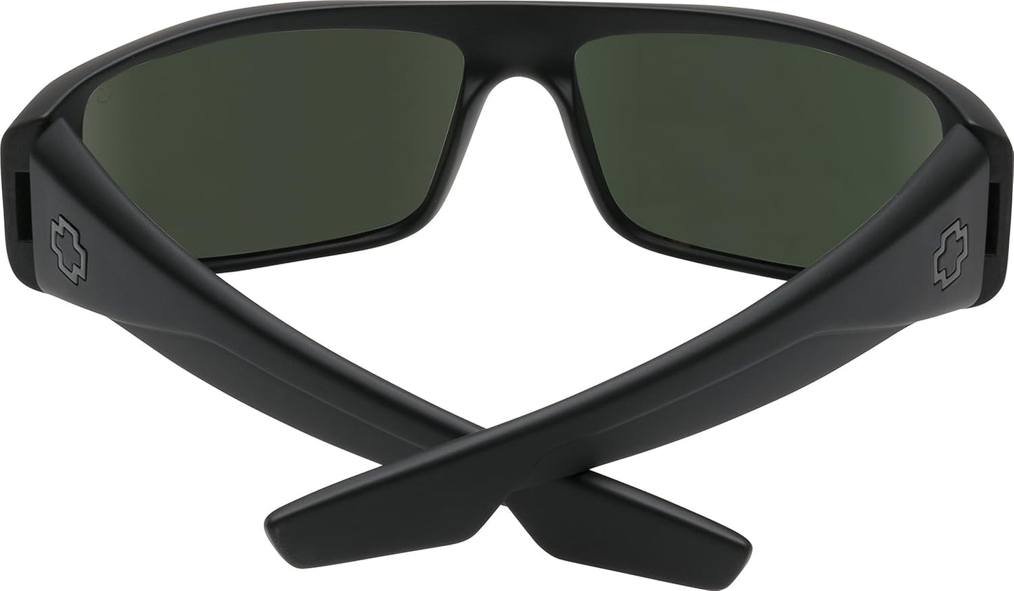 Spy Optic Logan 670939973864 Polarized Wrap Sunglasses, (Soft Matte Black/Happy Gray/Green Polar)
