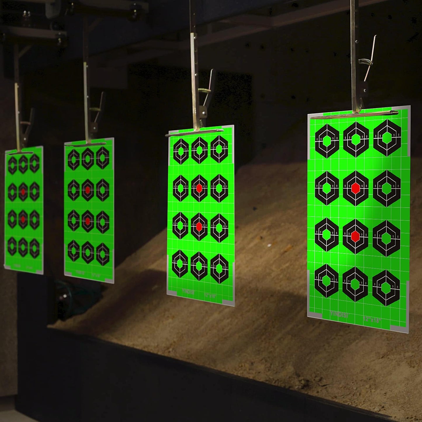 12x18 inch Fluorescent Green Diamond Grid Targets with White Grid Lines,High Contrast, NonReflective Surface, Includes Carrying Bag, 25 Sheets,Ideal for Handguns, Rifles, Airguns, BB Guns