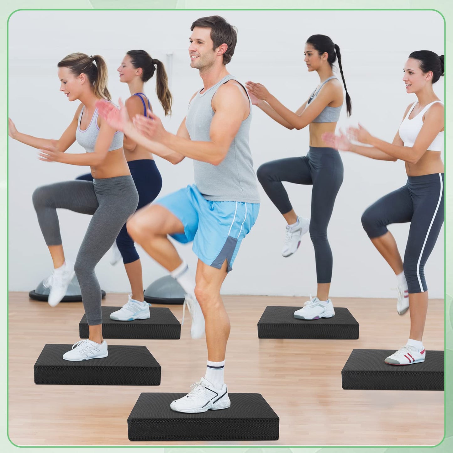 Hungdao 2 Pcs Balance Pad Thick Foam Yoga Core Training Exercise Pad for Adults Physical Therapy Fitness Stability Workout Knee Ankle Strength Training Home Work Floor(16 x 13 x 2 Inches,Black)