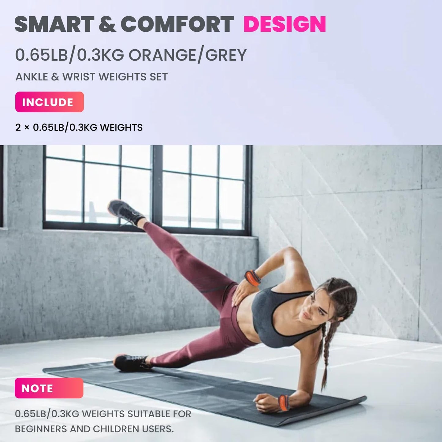 KEEP2MOVE Ankle Weights Set of 2 (0.65Lb/1Lb/2Lbs Each) For Women & Men Kids With Adjustable Strap - Roll Type Wrist Weights for Strength Training, Jogging, Pilates, Yoga, Pilates, Gym, Running, Fitness, Cardio