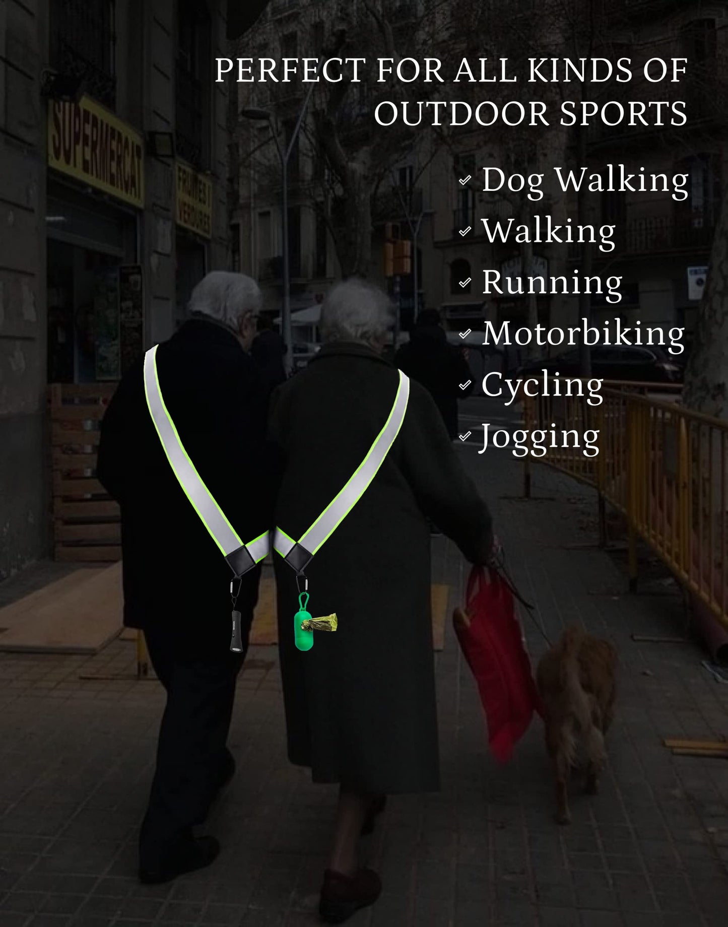 Reflective sash - Reflective Gear for Walking at Night - High Visibility Safety - Reflective Dog Walking Gear - Walking Reflective Gear - Reflective sash for Outdoor Activities - ZAHA