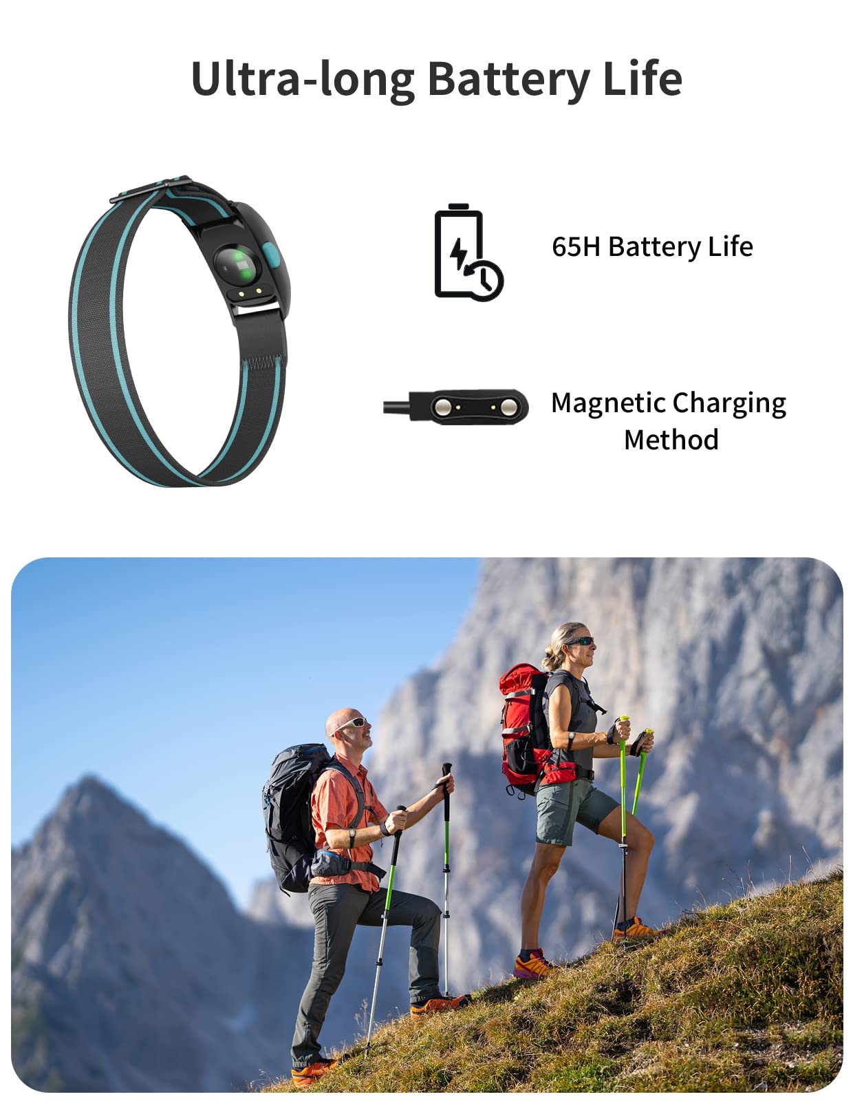iGPSPORT Heart Rate Monitor Armband HR70, Bluetooth 5.0 ANT+ arm Heart Rate Monitor, 65H Battery Life and HR Zone LED Indicator (Black)