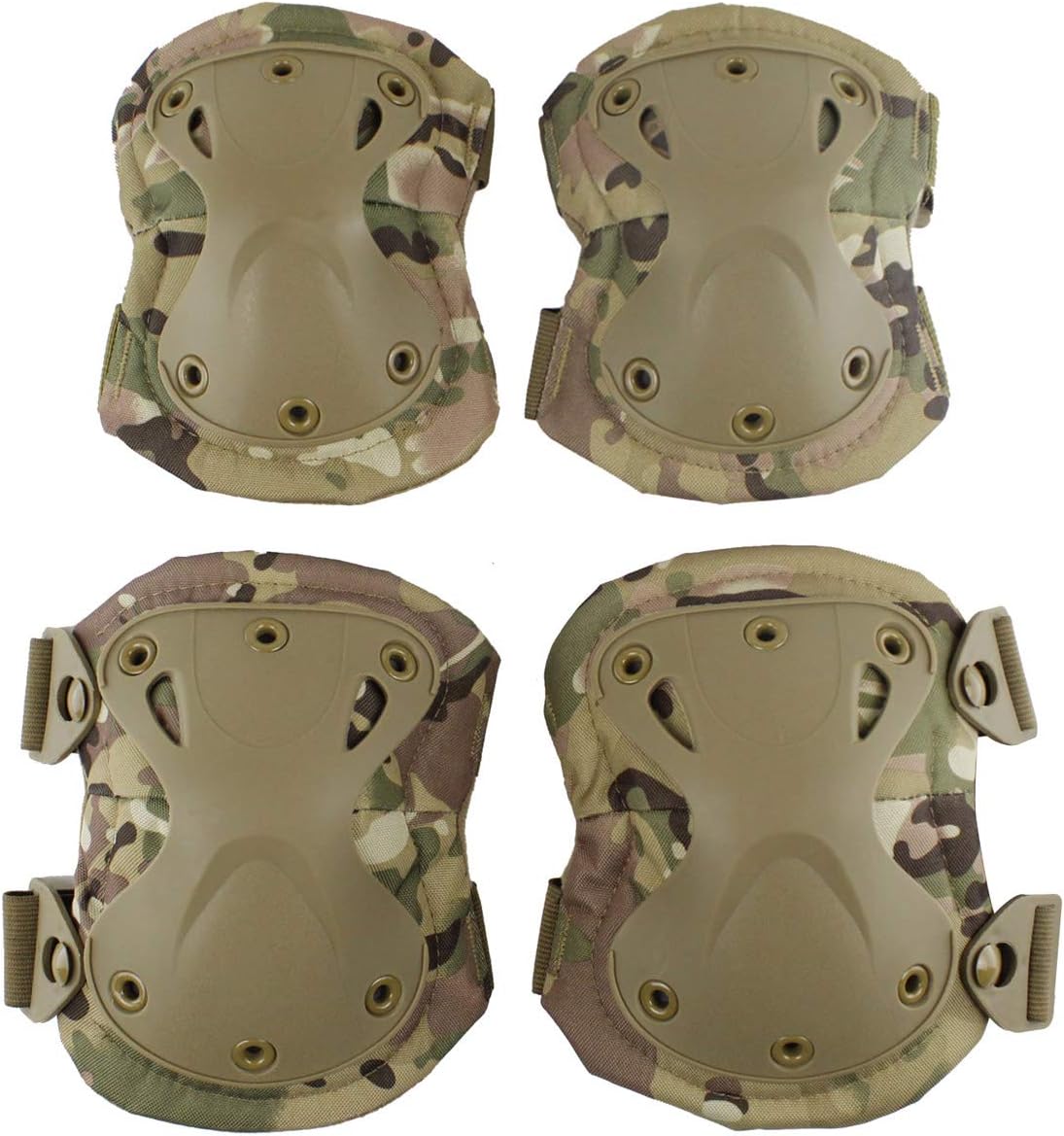 AOUTACC Tactical Combat Knee & Elbow Protective Pads Set for Outdoor CS Paintball Game Cycling Safety Skateboarding Gear Skates Knee Protection Guard Pads