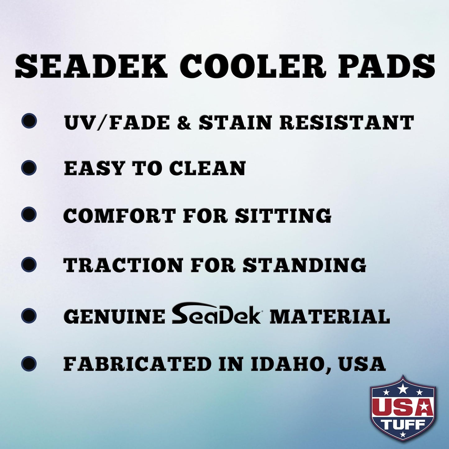 USATuff SeaDek EVA Mat Cooler Pad fits YETI 15 Roadie New | Peel & Stick Application | Non Slip Comfort Accessories - US Flag Design (Black-StormGray)