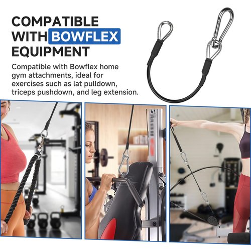 MUGLFPT (2-Pack 10" Gym Cable Extender with Carabiners, Compatible with Bowflex Home Gym Attachments for LAT Pulldown, Triceps Pushdown, and Leg Extension Machine – Thick 0.2"