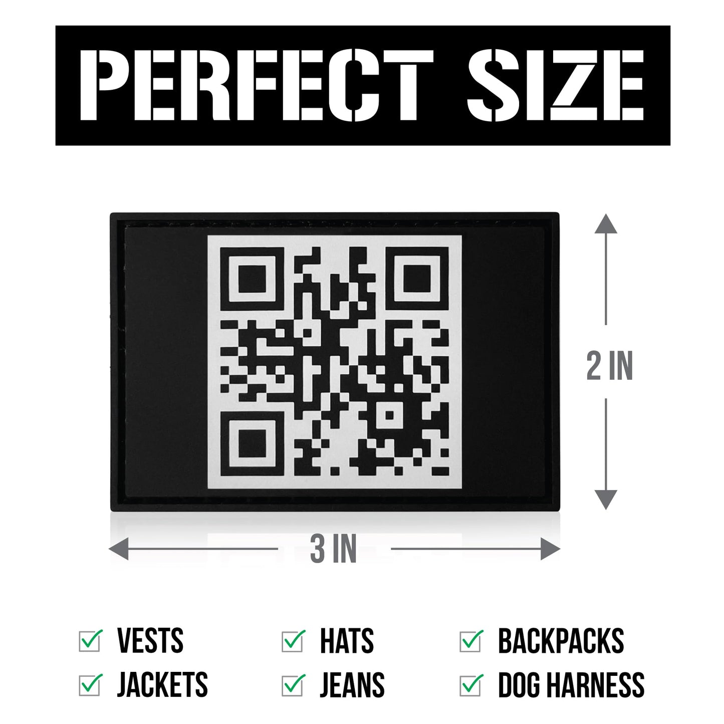 Rick Roll QR Code PVC Patch, Tactical Backpack Patches | Military Morale Patch for Chest Pack, Hat, Dog Harness | Hook and Loop, Molle Accessories (QR - Rectangle)