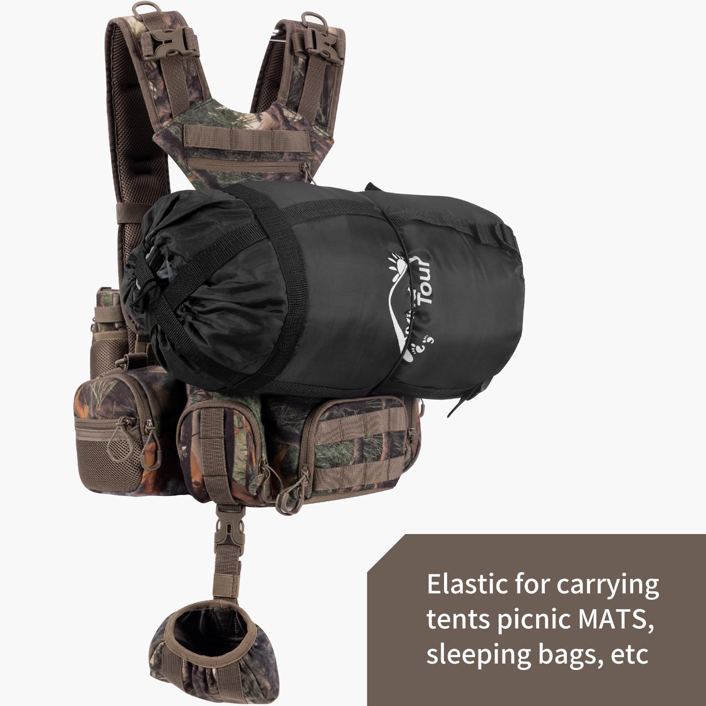 BLISSWILL Hunting Backpack Hunting Fanny Pack with Harness Pouch,Turkey Hunting fanny Pack, Binocular Harness houlder-Supported Waist pack for Bow Rifle