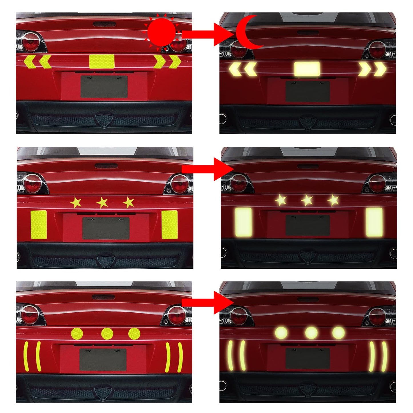 42Pcs Reflective Stickers, Reflective Helmet Bicycle Sticker, Driveway Reflectors, BikeReflective Tape, NightSafety Stickers for Bicycle, Motorcycle, Scooter, 8 Shapes (Fluorescent Yellow-Green)