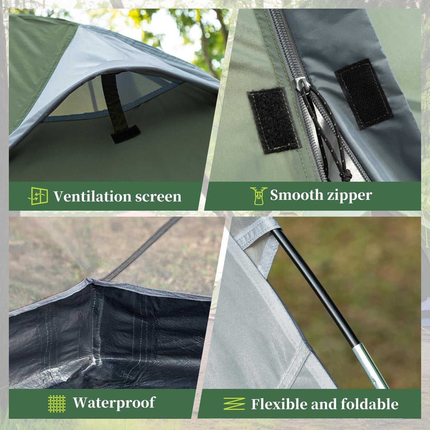 1 Person Tent for Camping, Backpacking Tent with Easy Setup, 3 to 4 Season Camping Tents, Lightweight Outdoor Tent for Hiking Mountain Hunting