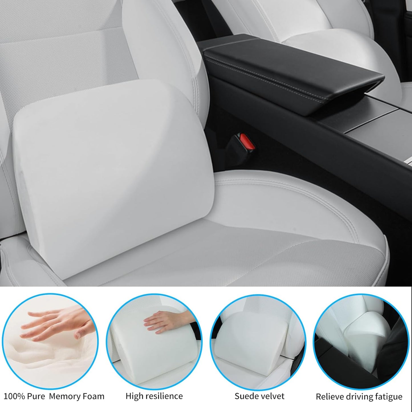 Lumbar Support Pillow Ergonomic Memory Foam Lumbar Pillow for Lower Back Pain Relief - Back Cushion for Driving, Chair Support for Car, Office & Gaming Chairs (Black, 1PC)