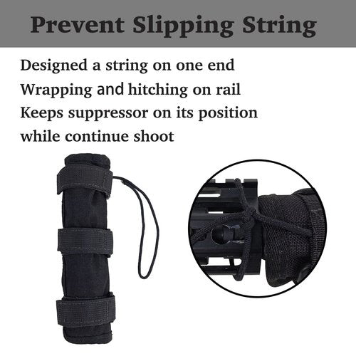 Dasiyoki 8-Inch Suppressor Cover with Burn Proof Inner Sleeve for Silencer Heat-Insulated Gear Suppressor Wrap Hunting & Shooting Essential Accessory Black