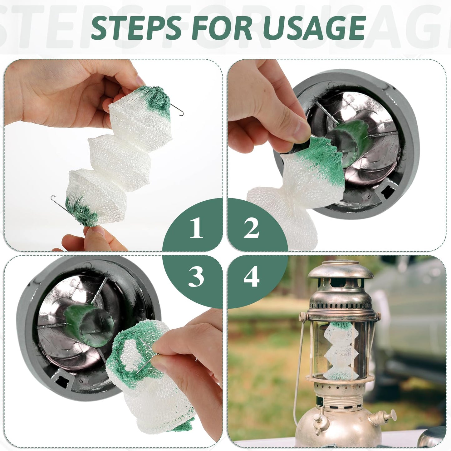 12 Pcs Lantern Mantles Gas Lantern Mantles 3-Layer Gas Lamp Mantles Propane Lantern Mantles Accordion Shape Lantern Parts, #95 Insta-Clip