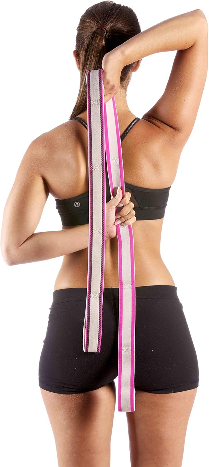 Pro-Tec Stretch Band, Pink, Strength Training, Resistance Bands, Latex, Toning, Shoulders, Back, Glutes, Core, Foot, Upper & Lower Legs, Easy to Use, Working Out, Static Stretching, Dynamic Exercises